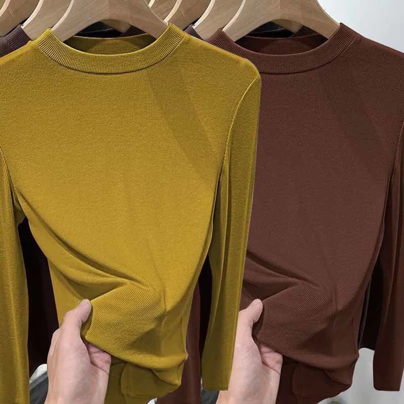 Autumn New German Velvet Fabric Collar plus size Mother Dress Slim-fit Young Long-sleeved German Velvet Warm Base Shirt for Women