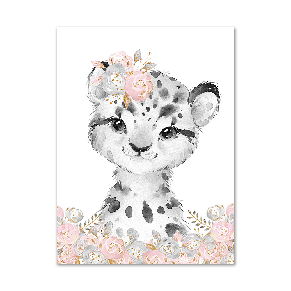 Picture of Cartoon animal Children Baby English letters Custom Baby Name bedroom canvas hanging painting decorative painting core