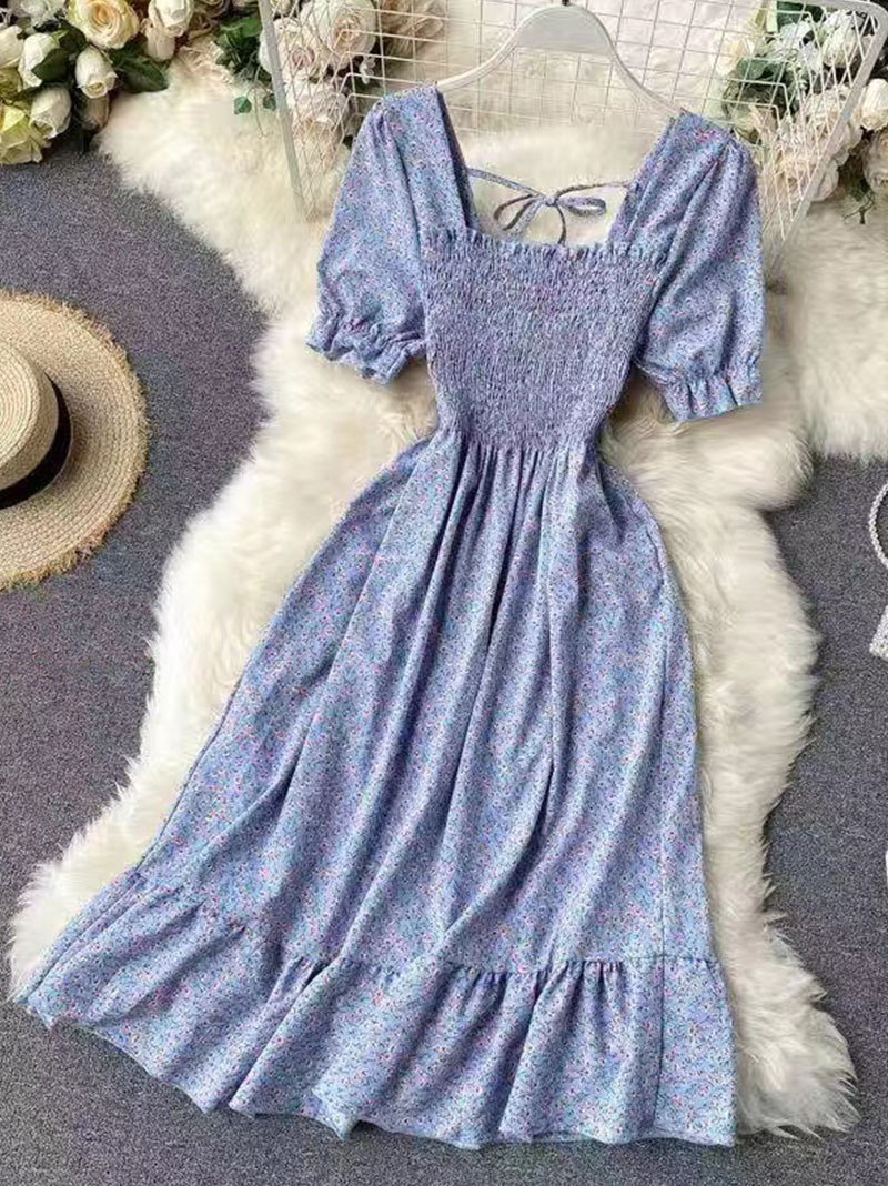 Picture of Southeast Asia Cross-border E-commerce 2025 Summer Sweet French Retro High Waist Slimming Women's dress Factory Outlet