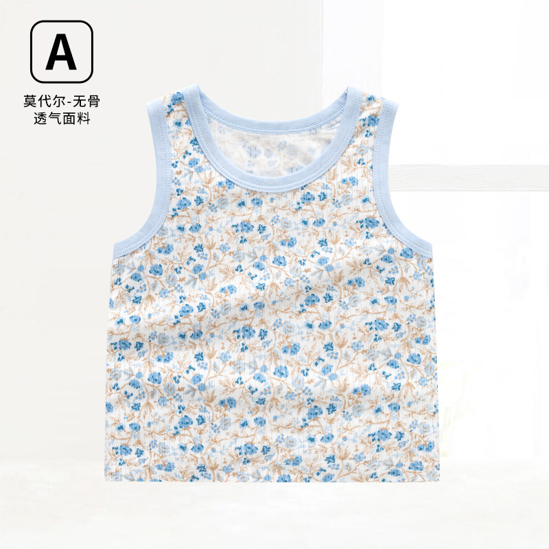 Picture of in stock wholesale baby vest summer children a summer top modal boneless baby base clothes