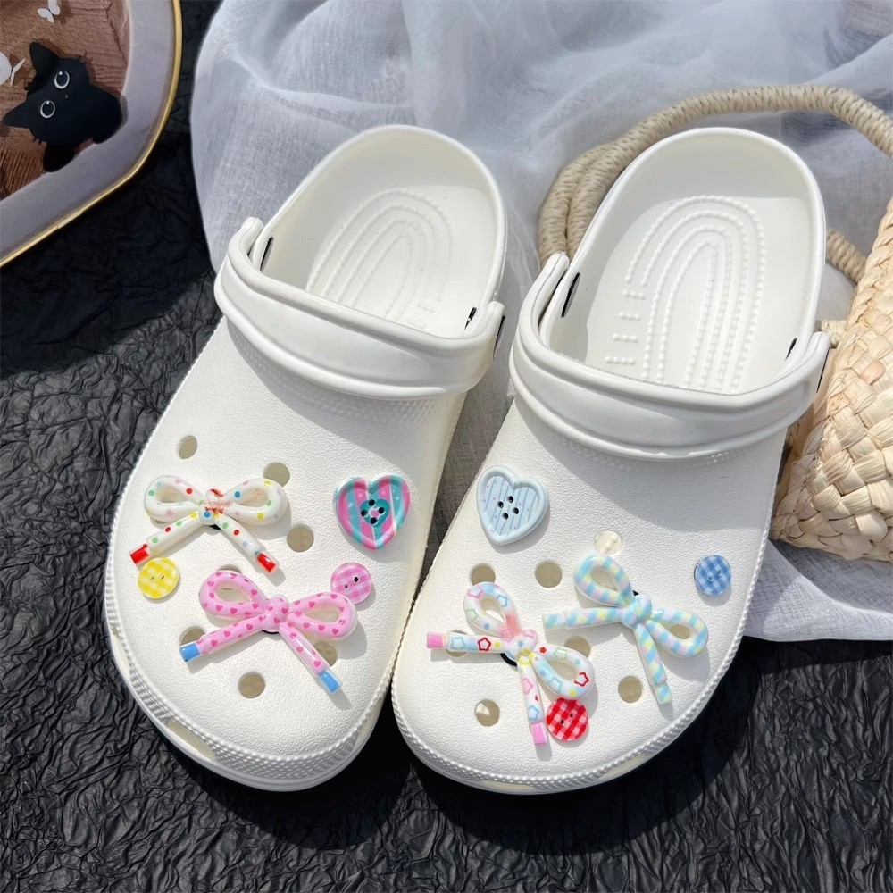 Croc Shoes Accessories Shoe Flower Shoe Buckle DIY Cute Dopamine Bow Button Decoration Removable Adaptable Wholesale
