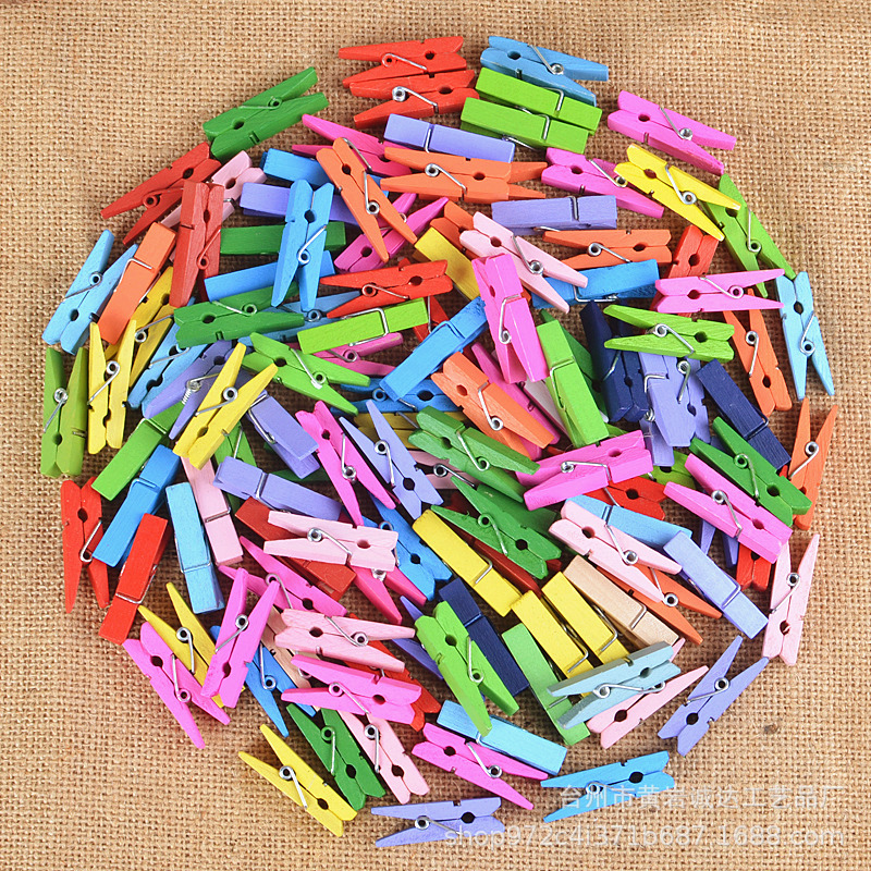 Picture of Supply of Wood Color Clothespins Wooden Crafts Photo Wall Cardboard Photo Frame Cartoon Home Pendant Small Wooden Clips