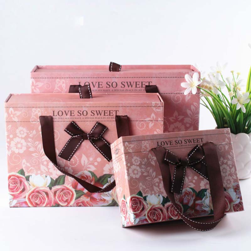 New Chinese-Style Pink Butterfly Hand-Held Wedding Candy Box Large Rectangular Creative Underwear Drawer Gift Box Wholesale