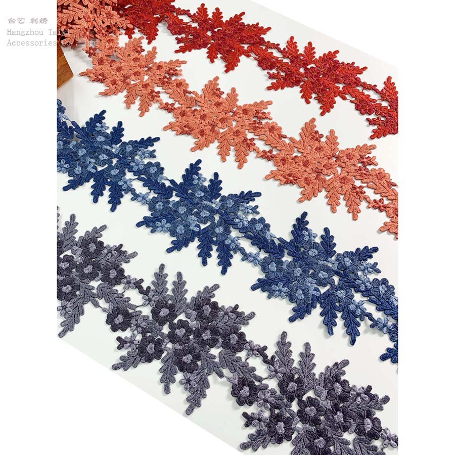 Plum Blossom Hollow Folk Dance Accessories Performance Dance Clothing Wave Rope Embroidered Lace Skirt Lace Bar Code Lace