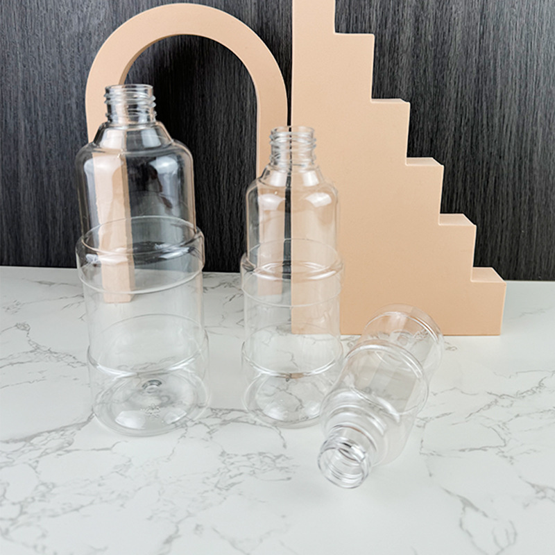 Factory Direct Sales 120ml250ml380ml Bamboo Bottle Double Section Bottle pet Plastic Transparent Lotion Daily Shampoo