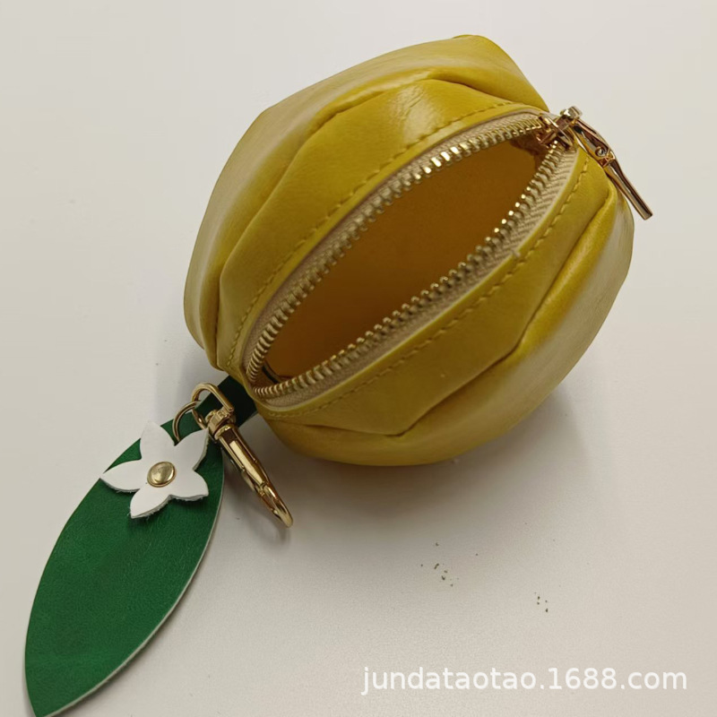 in stock Creative Lemon Style Coin Purse PU Leather Fashion Fresh Style Lemon Coin Lipstick Headphone Storage Bag