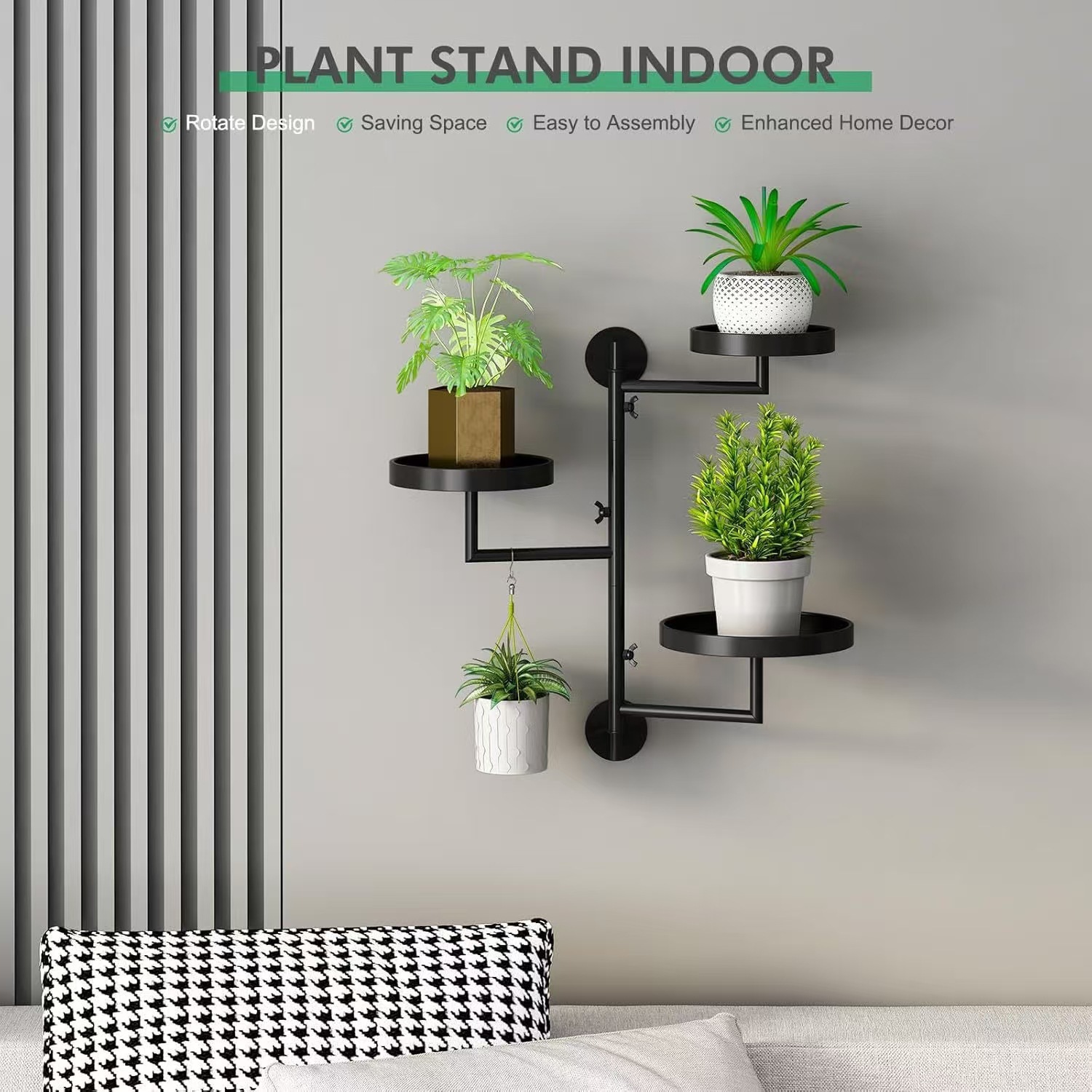 Amazon Cross Border Indoor Revolving Window Plant Stand, 3 Tier Metal Plant Bracket, Wall Plant Hanging Flower Stand