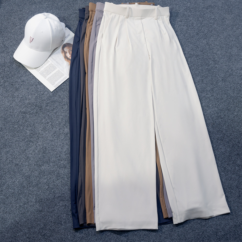 Autumn workwear casual suit pants women's drape trousers slimming high waist wide-leg pants high elastic soft sports drawstring