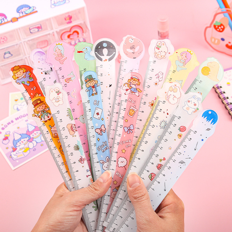 Creative Cartoon Ruler 15cm Plastic Shaped Ruler Student Cute Multifunctional Stationery Children's Prize Wholesale