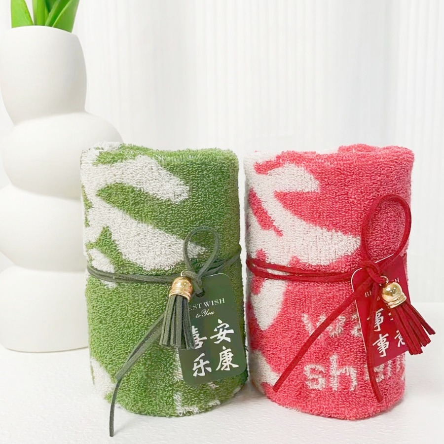 Picture of Hand-to-hand gift towel large square towel rich and beautiful wedding gift towel Xi shop trend ceremony bear towel wholesale