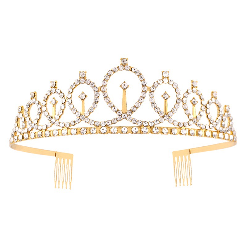 European and American Birthday Crown Headband Bridal Headwear Party Party Rhinestone Hair Accessories One-Year-Old Digital Birthday Hat Alloy Headband