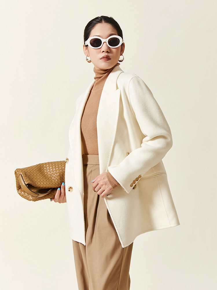Picture of He Ying 2025 Autumn and Winter Coat Temperament Dry Refined Double-Sided Woolen Coat Casual Suit Double-Breasted Short Style