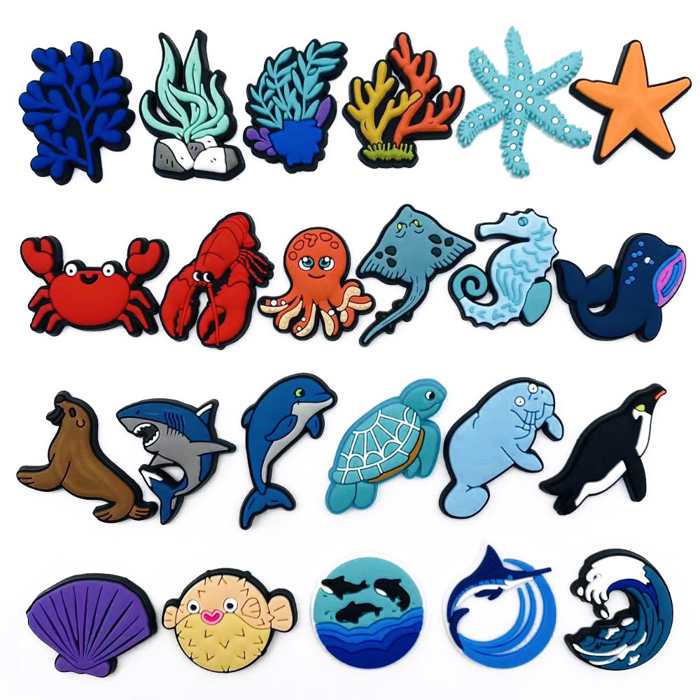 New Cute Marine Animal Cartoon Hole Shoes Shoes Flower Shoe Buckle Soft Rubber DIY Summer Sandals Accessories Accessories