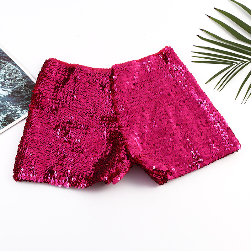 Picture of European and American Street Fashion Metal Sequins Elastic Belt Slim-fit Low Waist All-match Women's Shorts Dancing Hot Pants