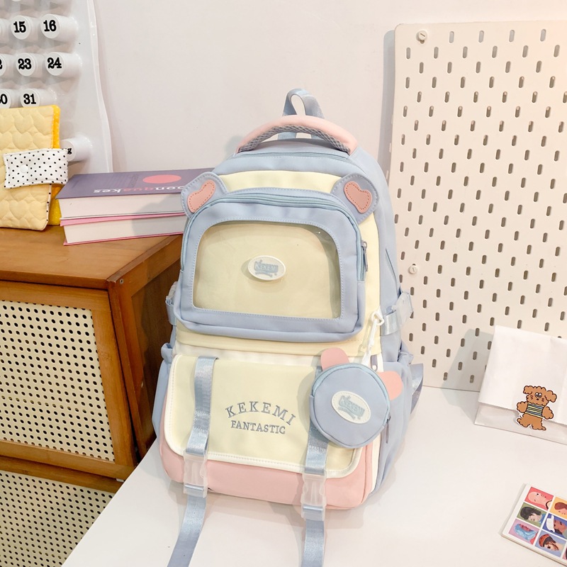 Picture of High Yan Value Ins Style Schoolbag Junior High School Girl's Backpack High School Student's Large Capacity Cute Pain Bag Dopamine Backpack