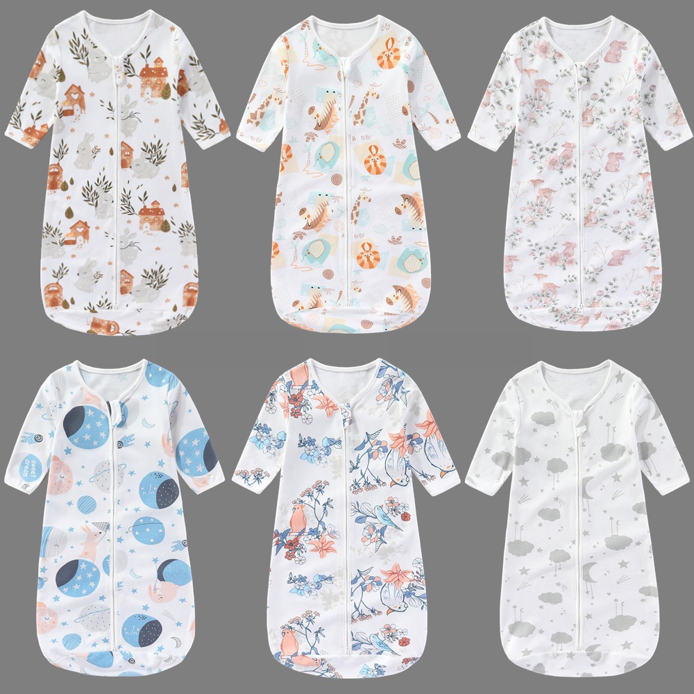 Picture of Baby Cotton Sleeping Bag Anti-Scare Integrated Swaddling Baby Newborn Long Sleeve Swaddling Four Seasons Universal Cross-border