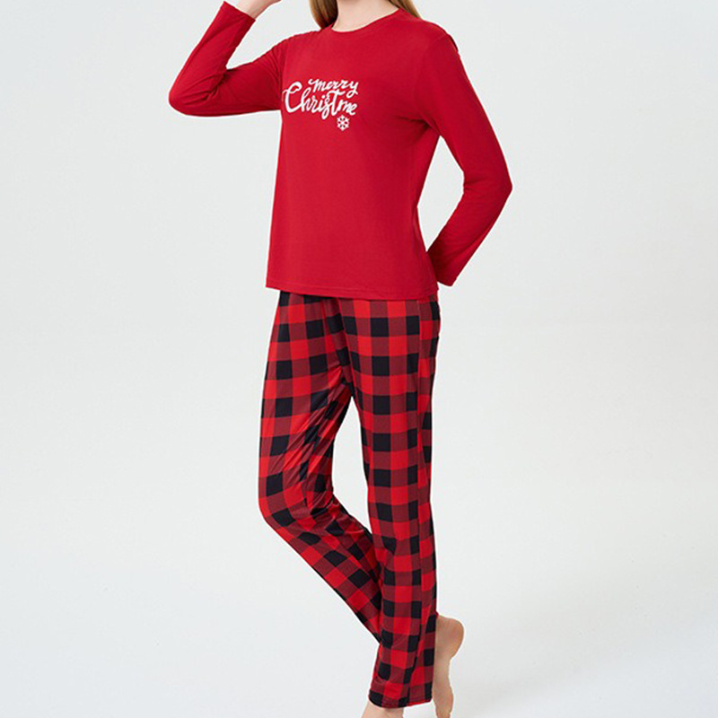 Merry Christmas English Pajamas Set European and American Christmas Print Pajamas Set Women's Amazon