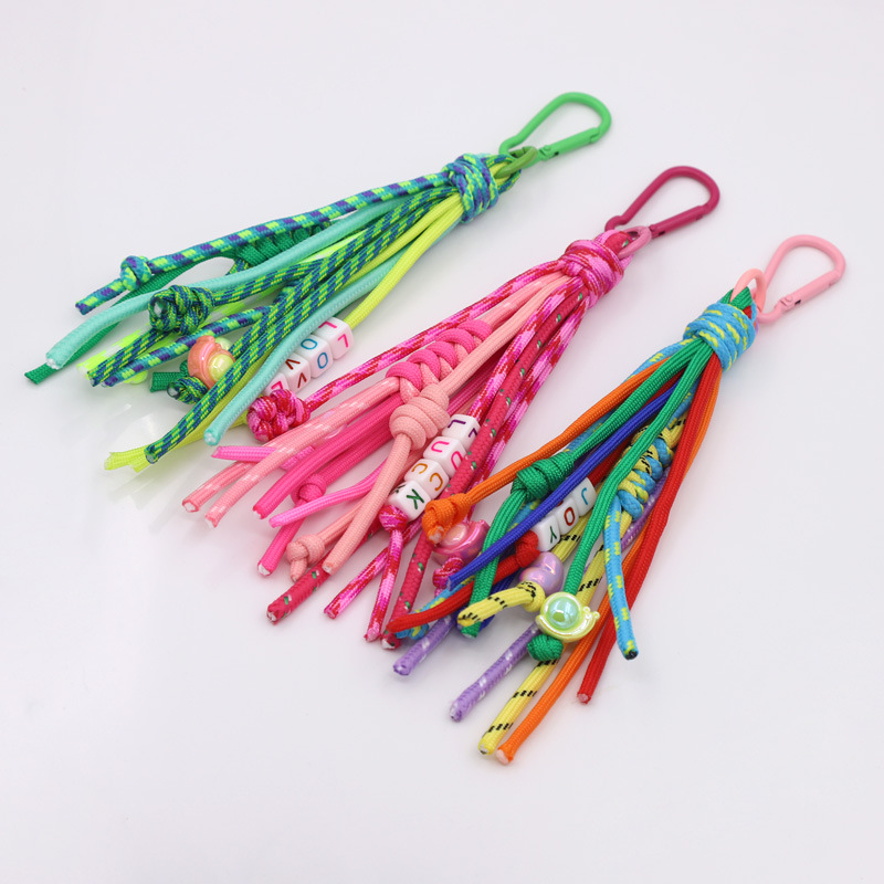Cross-border Bohemian Style Keychain Women's Bag Hanging Ornaments Colorful Rope Tassel Car Pendant Fashionable Handmade Jewelry