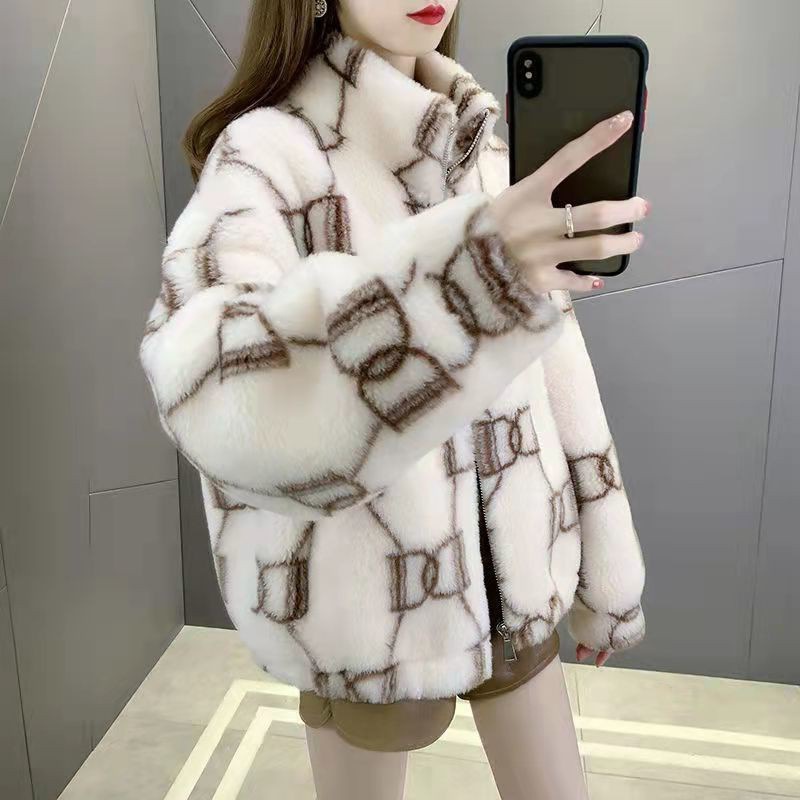 Picture of Lamb wool coat for women 2023 new Korean style outdoor wear winter loose all-matching cotton and thickening cashmere fashion coat