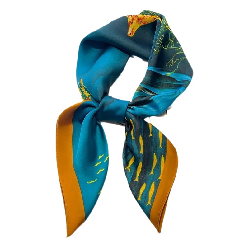 Oil Painting Small Square Scarf for Women, Winter Mother's Matching Shirt Neck Protector, Neck Scarf, Gauze Scarf 70X70 Printed