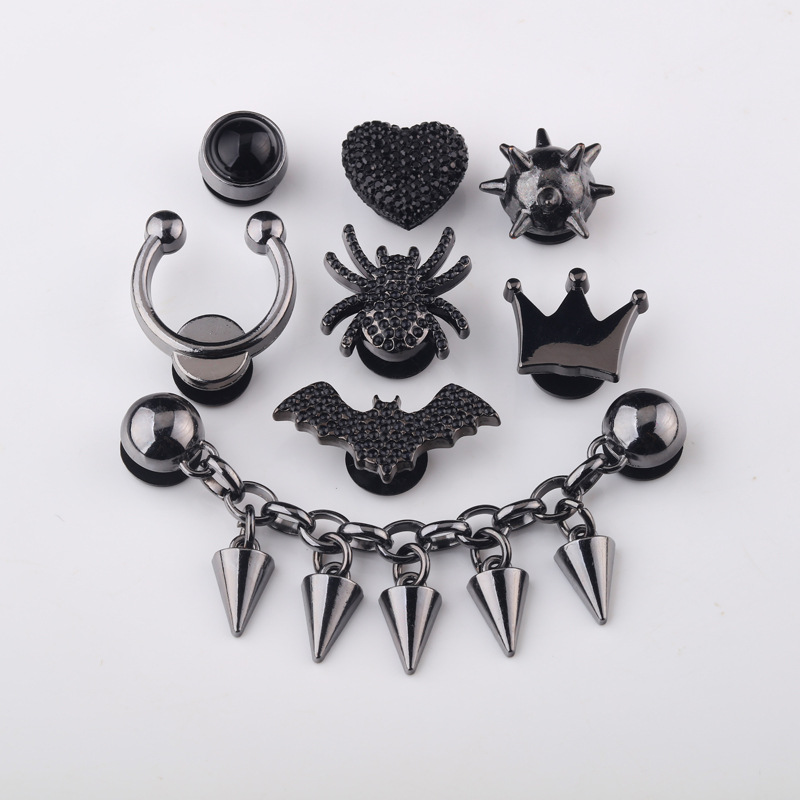 New Hole Shoes Decorative Buckle Accessories Metal Shoes Flower Shoe Buckle Cartoon Garden Shoes Hardware Accessories Dark Black Accessories