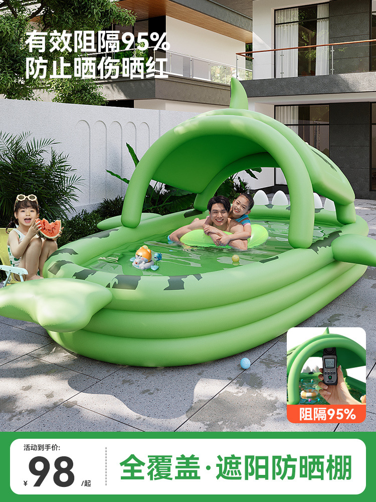 Shark Inflatable Swimming Pool Children's Home Courtyard Outdoor Swimming Pool Adult Kids Play Pool Paddling Pool Rural Courtyard