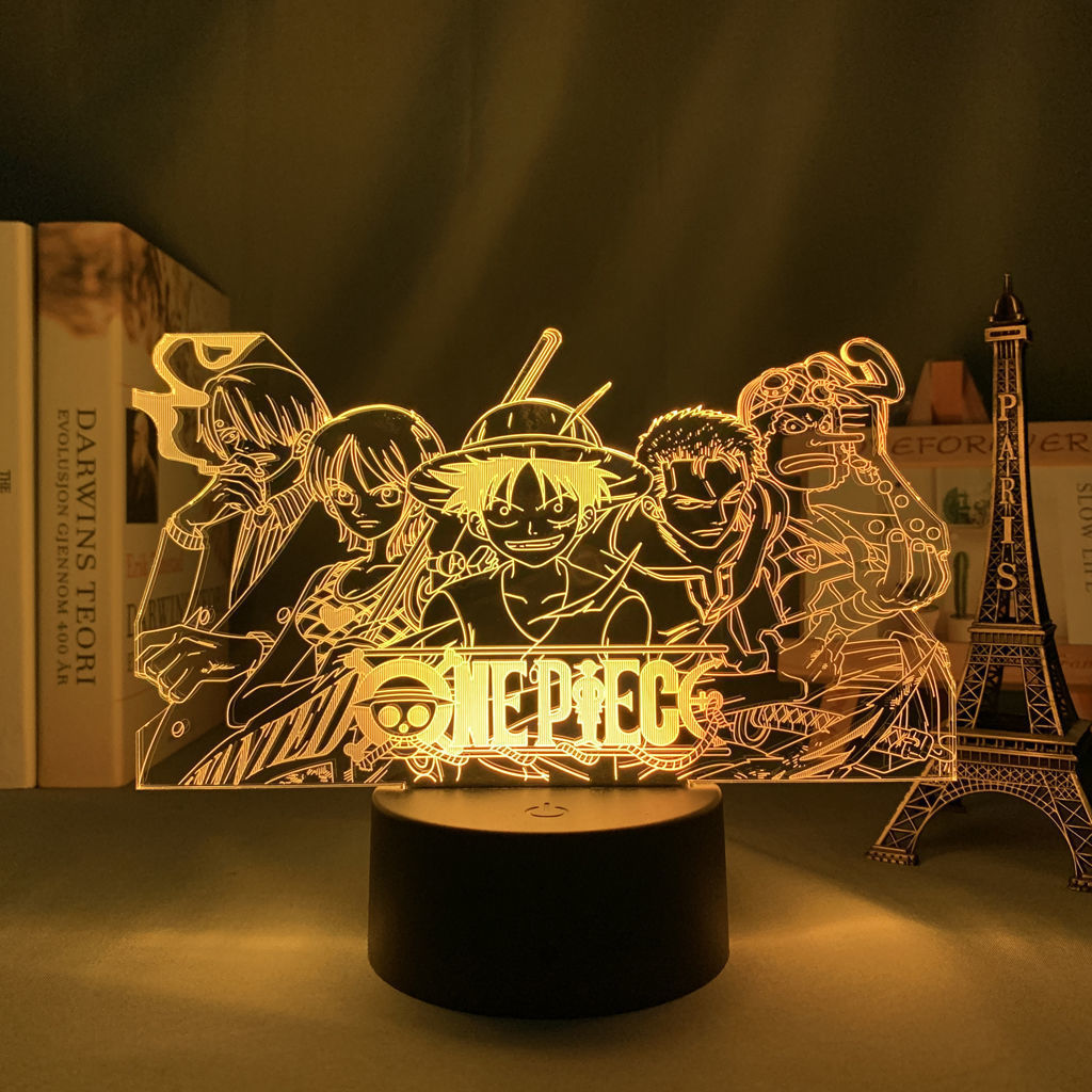 One Piece Luffy Series 3D Night Light USB Charging Touch Remote Control LED Bedroom Bedside Sleep Table Lamp Ornaments
