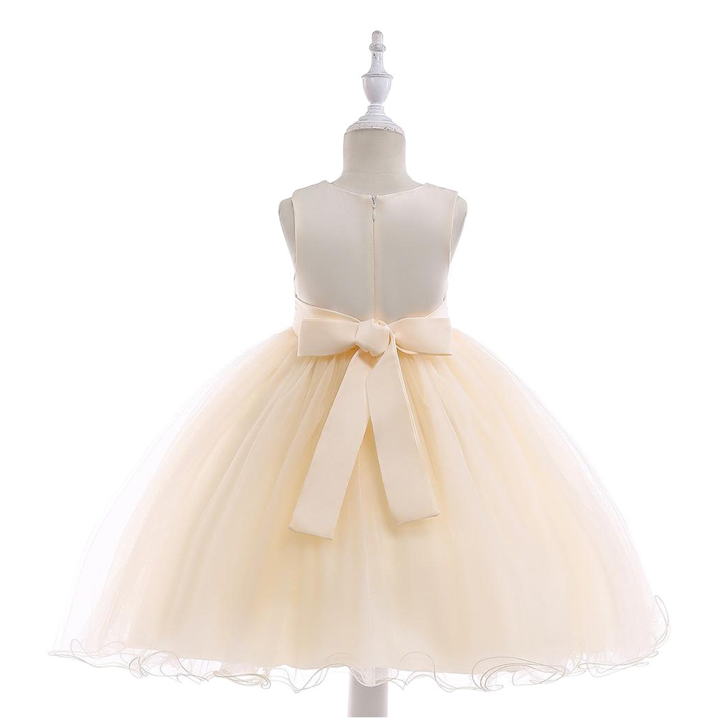 Cross-border New Children's Dress Children's dress Princess Three-dimensional Flower Mesh Puff Piano Performance Dress