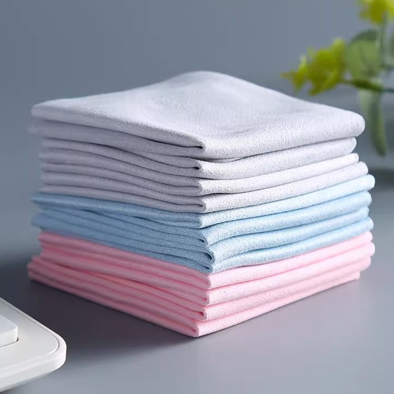 Solid Color Glasses Cloth Kitchen Quick Absorbent Rag Cleaning Towel Lint-Free Glass Cleaning Rag Microfiber Square Towel