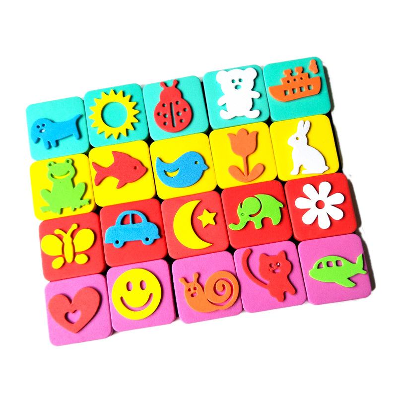 Picture of Children's toy DIY cartoon seal cute EVA square seal graffiti painting toddler creative art 20 pack