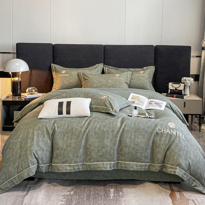 Picture of Light luxury embroidery thickened brushed bedding four-piece quilt cover quilt cover bed sheet three-piece fitted sheet factory wholesale