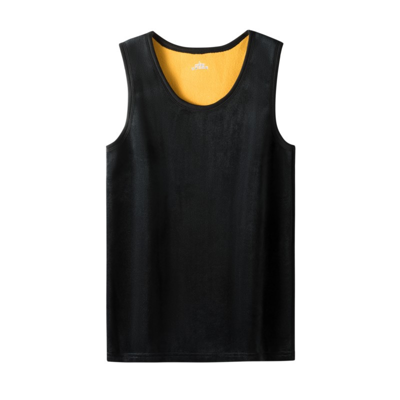 Picture of Men's gold velvet thermal vest fleece-lined thickened round neck bottoming underwear sleeveless autumn and winter inner vest