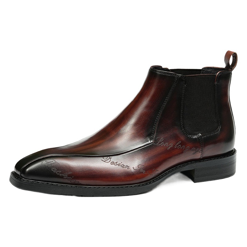 [Big Sale] High-Top Men's Chelsea Boots Cowhide Genuine Leather British Style Martin Boots Business Casual Trendy Men's Shoes
