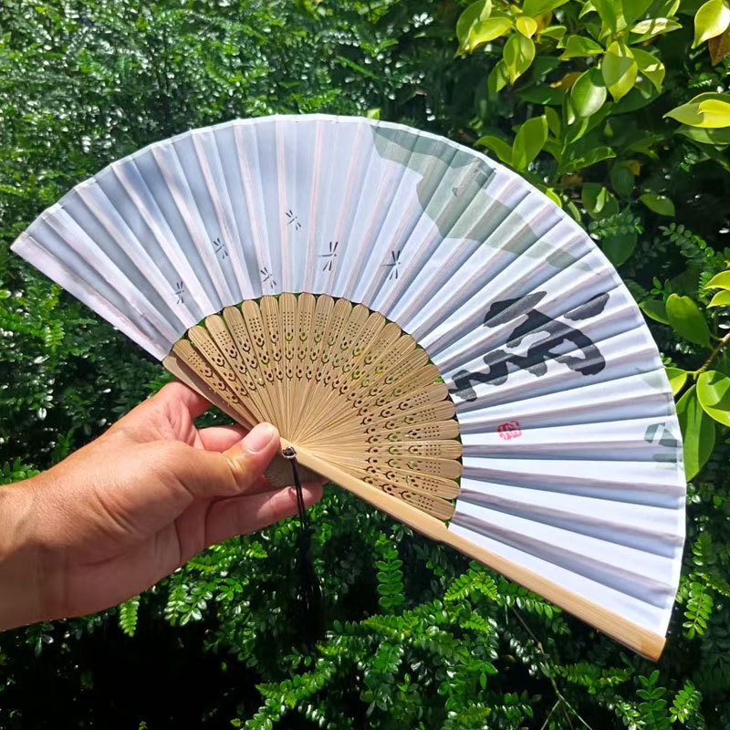 Picture of Folding Fan Bamboo Ancient Fan Student Girl Chinese Style Small Fan Scenic Spot Export Wholesale Retail Gift Decorative Fan