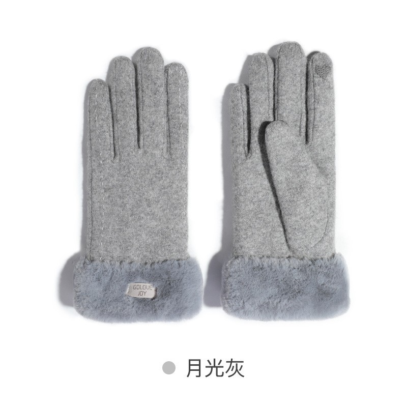 Picture of Winter Warm Cashmere Gloves Women's Outdoor Cold-proof Windproof Thickened Knitted Touch Screen Slimming Wool Gloves DY35