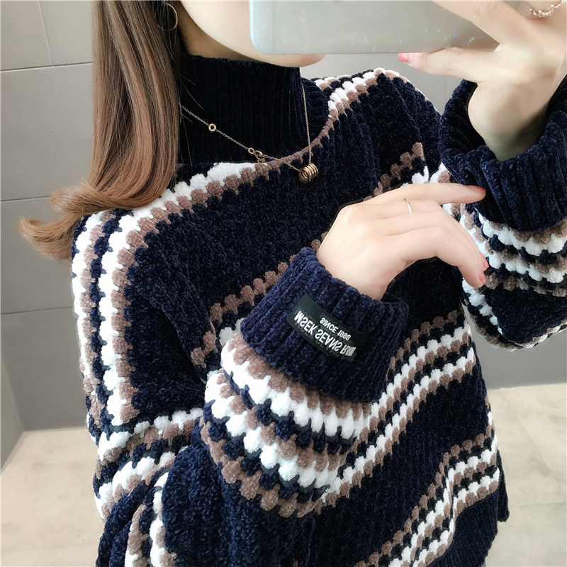 Picture of This year's popular turtleneck women's sweater 2024 autumn and winter New popular loose outer wear lazy style thick bottoming shirt
