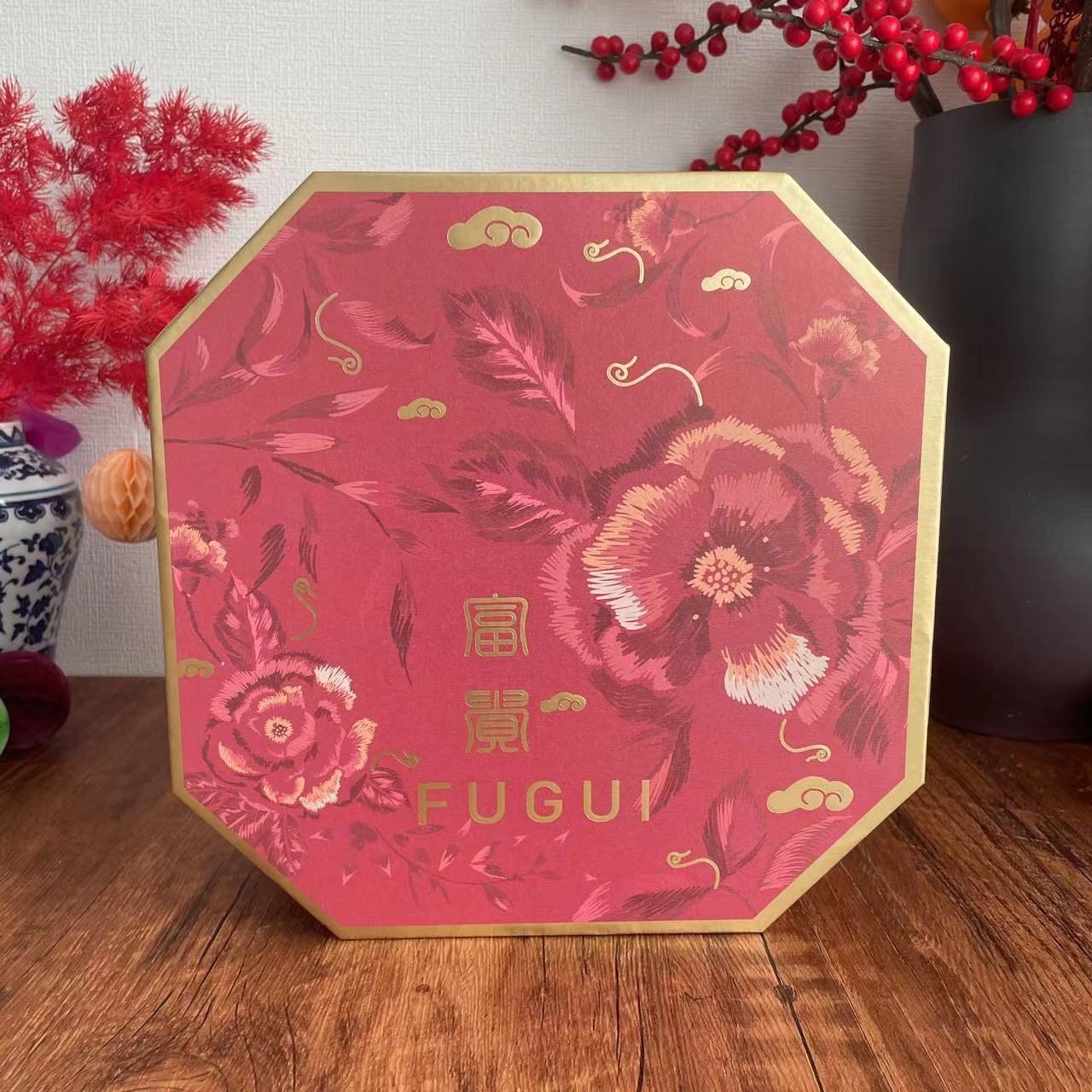 Picture of New Year's Eve Flower Box Bucket Decoration Ornaments Hug Bucket Chinese National Style Embroidery Octagonal Flower Bucket Ruyi Lock Bucket