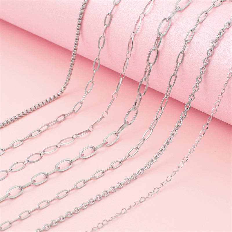 Trend Hip Hop Stainless Steel Y2K Ancient Silver Chain Extension Chain DIY Handmade Jewelry Bracelet Necklace Accessories Material
