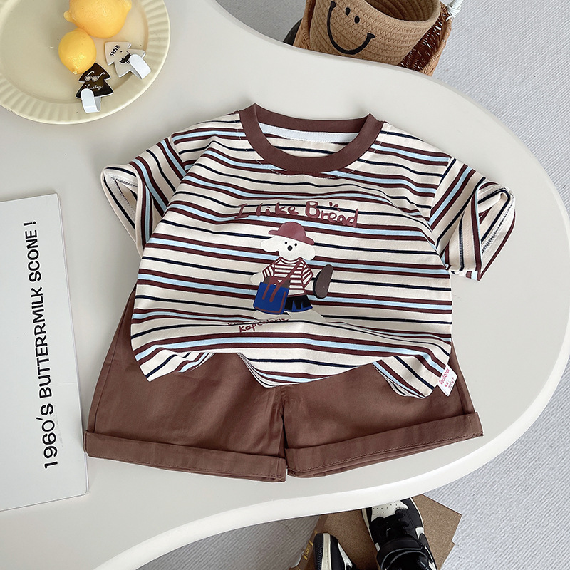 Picture of 2025 New Style Western Style Boy's POLO Shirt Children's Baby's Denim Two-piece Children's Wear Boy's Summer Short-sleeved suit
