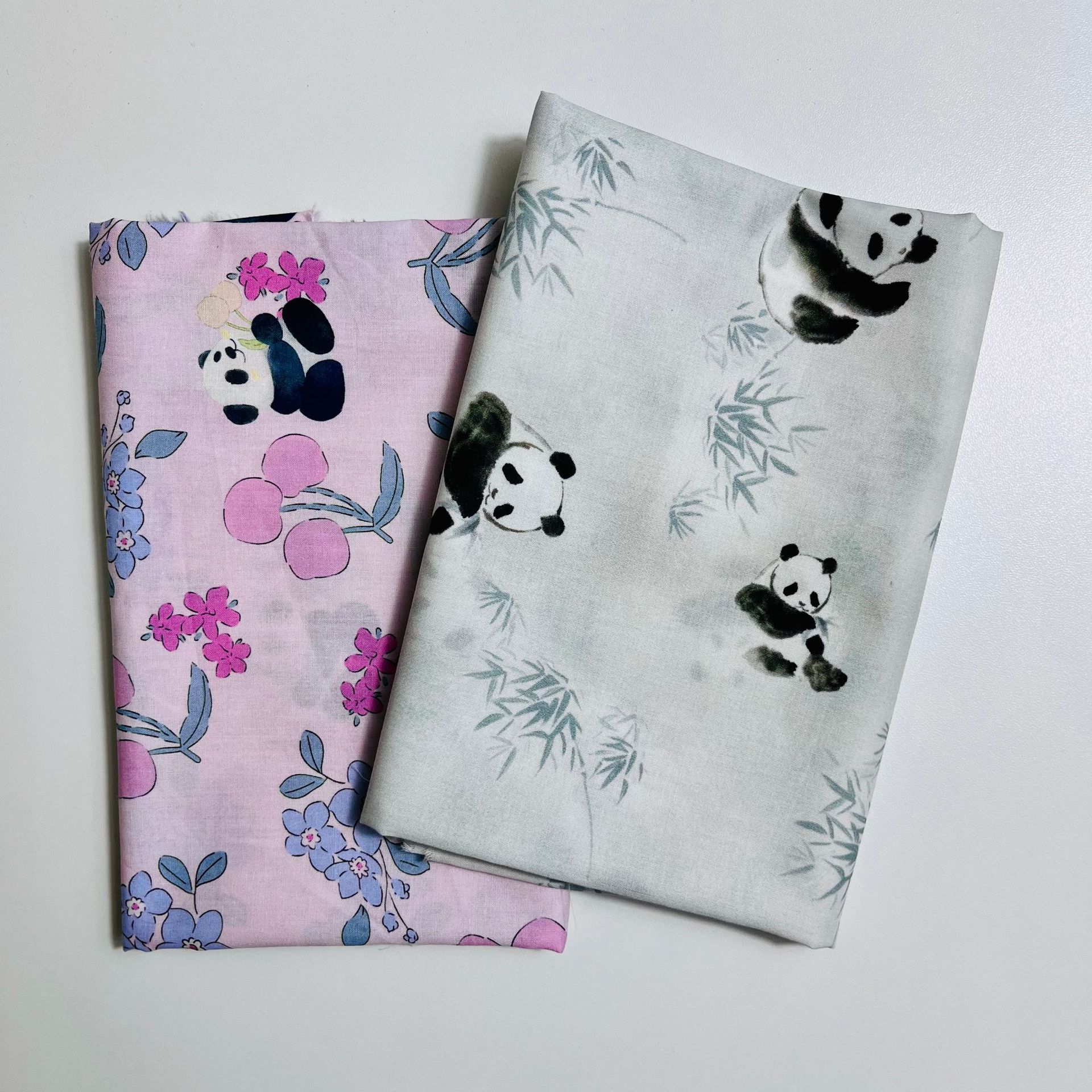 Picture of 100% Cotton 60-Count Digitally Printed Fabric with Cartoon Panda Pattern for Bags, Home Wear, Dresses, and Shirts