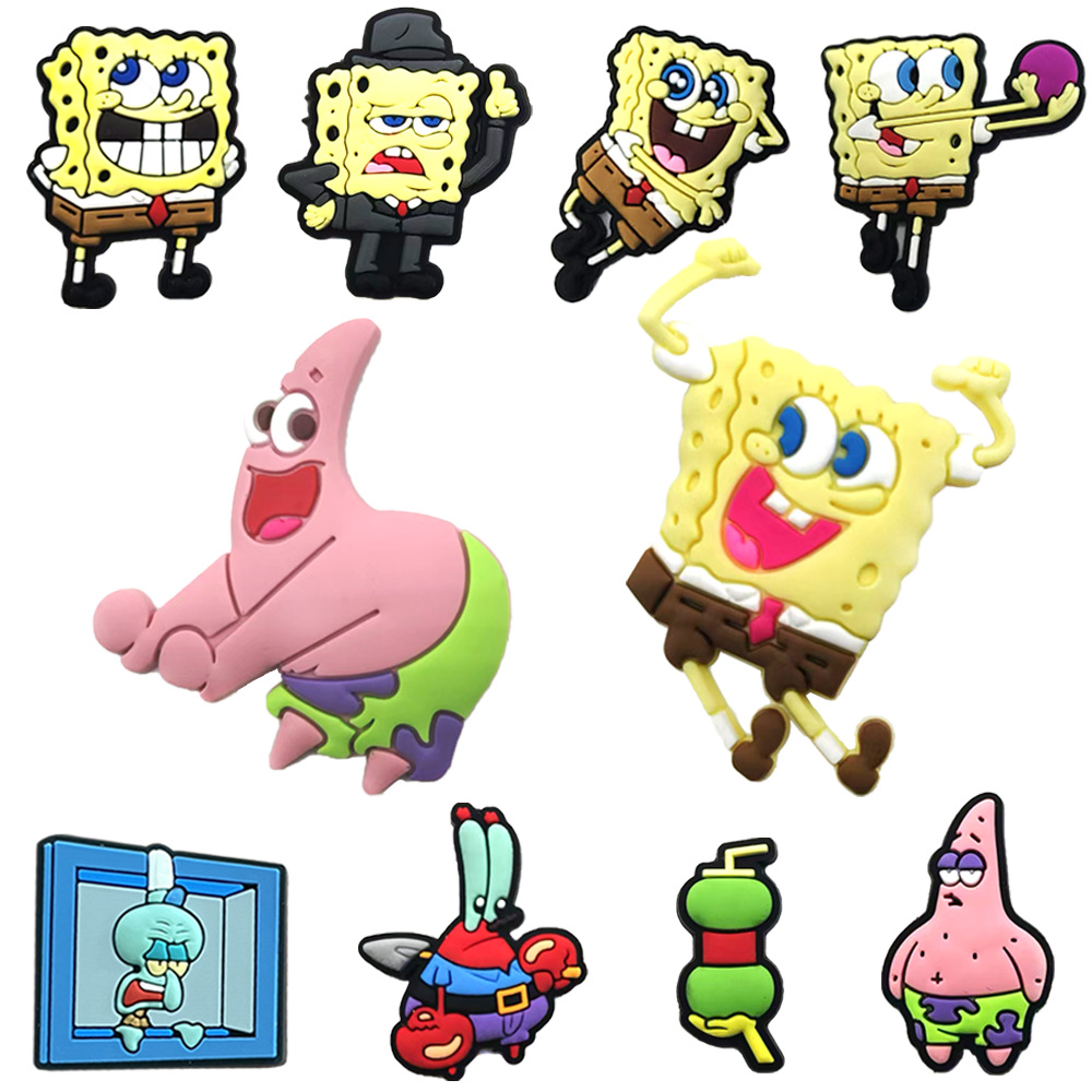 Picture of 10-Piece Set of Cute Spongebob Cartoon Clogs Shoe Charms DIY Shoe Accessories Decorative Buckles