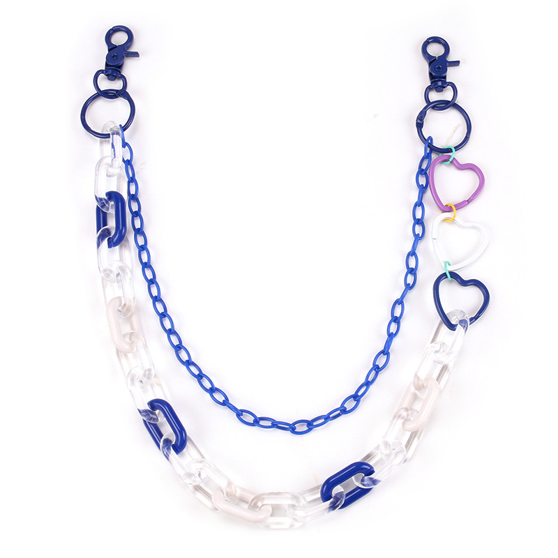 Picture of Hip-Hop Double-Layer Pants Chain Accessories Ins High Street Accessories Colorful Acrylic Pants Chain Hollow Peach Heart Ring Waist Chain