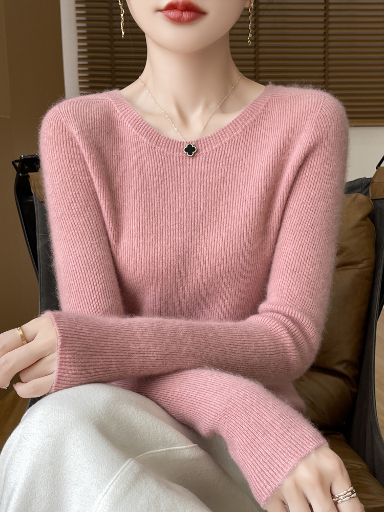 Sweater Women's Autumn and Winter Low Crewneck Knitted Sweater First-Line Readymade Base-Layer Shirt Women's plus size Cross-Border Sweater Knitted Sweater