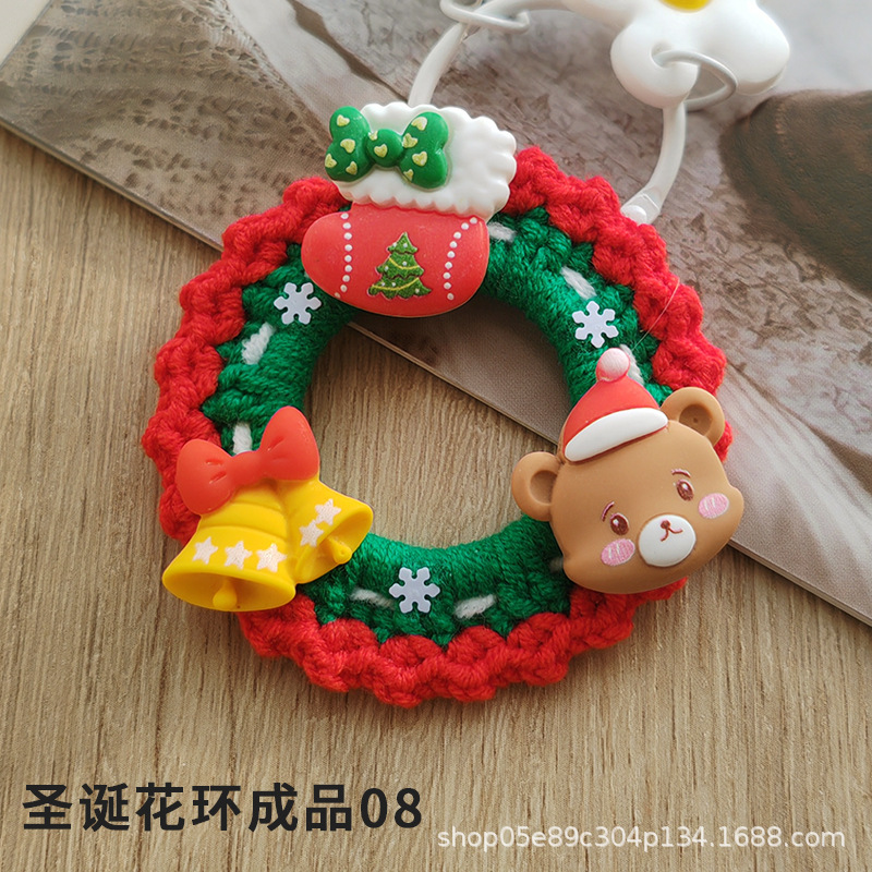 Picture of Christmas Wreath Keychain Pendant Wool Crochet Handmade Diy Crochet Hand Made Homemade