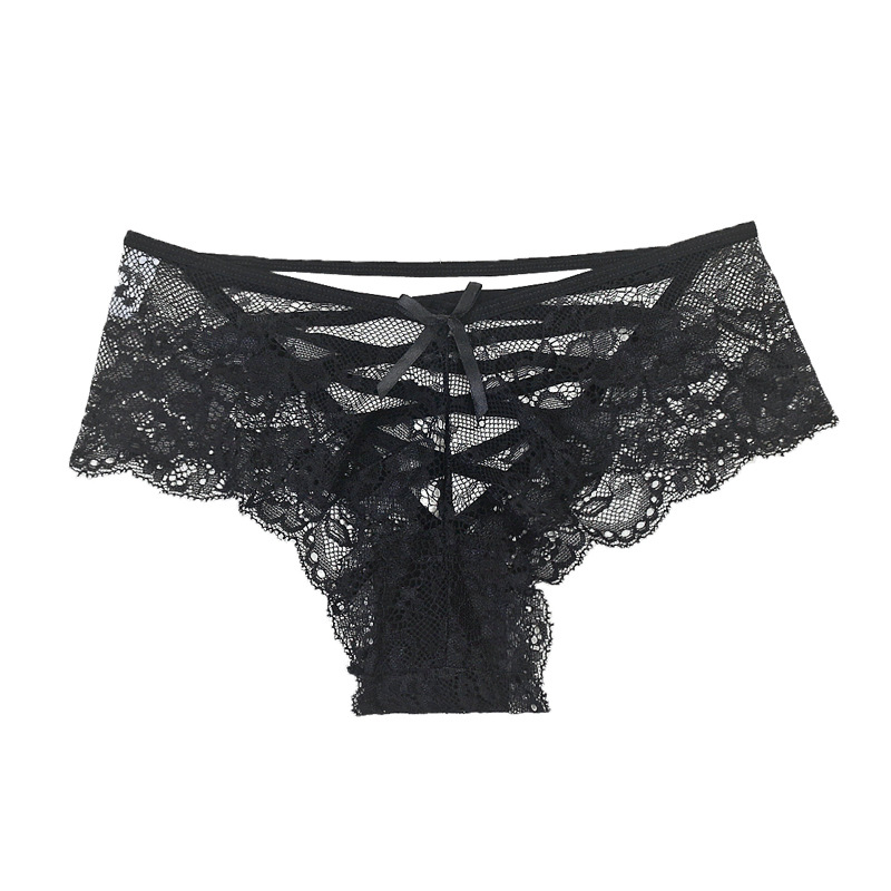Picture of New Women's Underwear Sexy Hollow Rose Jacquard Briefs Transparent Hot Cross Strap Women's Underwear 8039