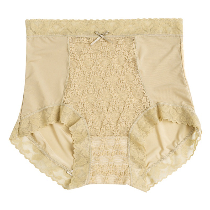 Clouds Small Waist Underwear Women's High Waist Ice Silk Seamless Lace Mulberry Silk Antibacterial Stall Abdominal Hip-lifting Briefs