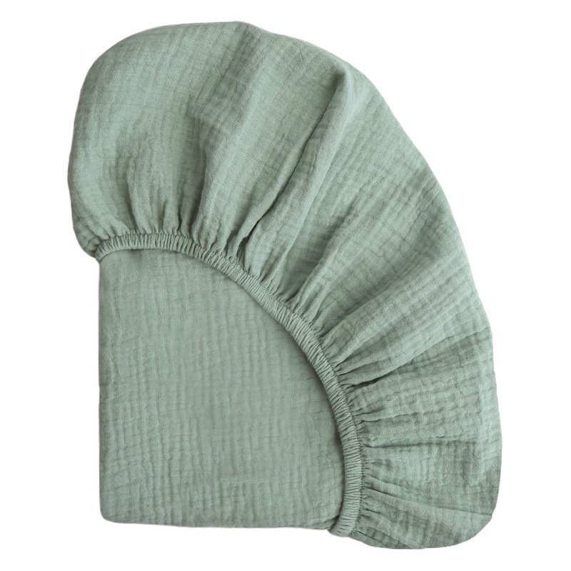 Amazon cotton wrinkled cloth baby cotton yarn bed hat solid color baby bed hat double cotton yarn soft breathable bed sheet