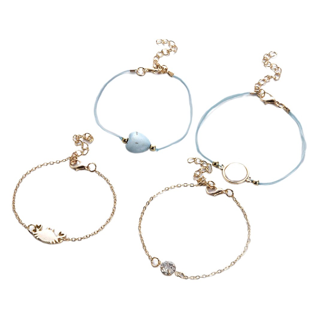 Europe and the United States cross-border new personality exaggerated crab love turquoise bracelet five-piece set jewelry manufacturers wholesale
