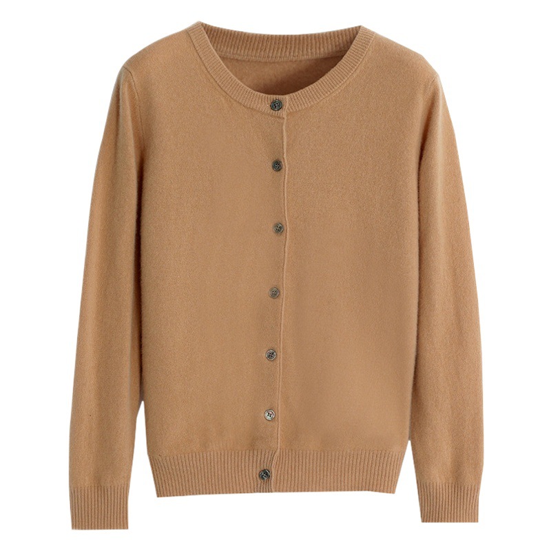 2023 autumn and winter new women's round neck cardigan bottoming shirt Korean style long sleeve fashion soft knitted small coat