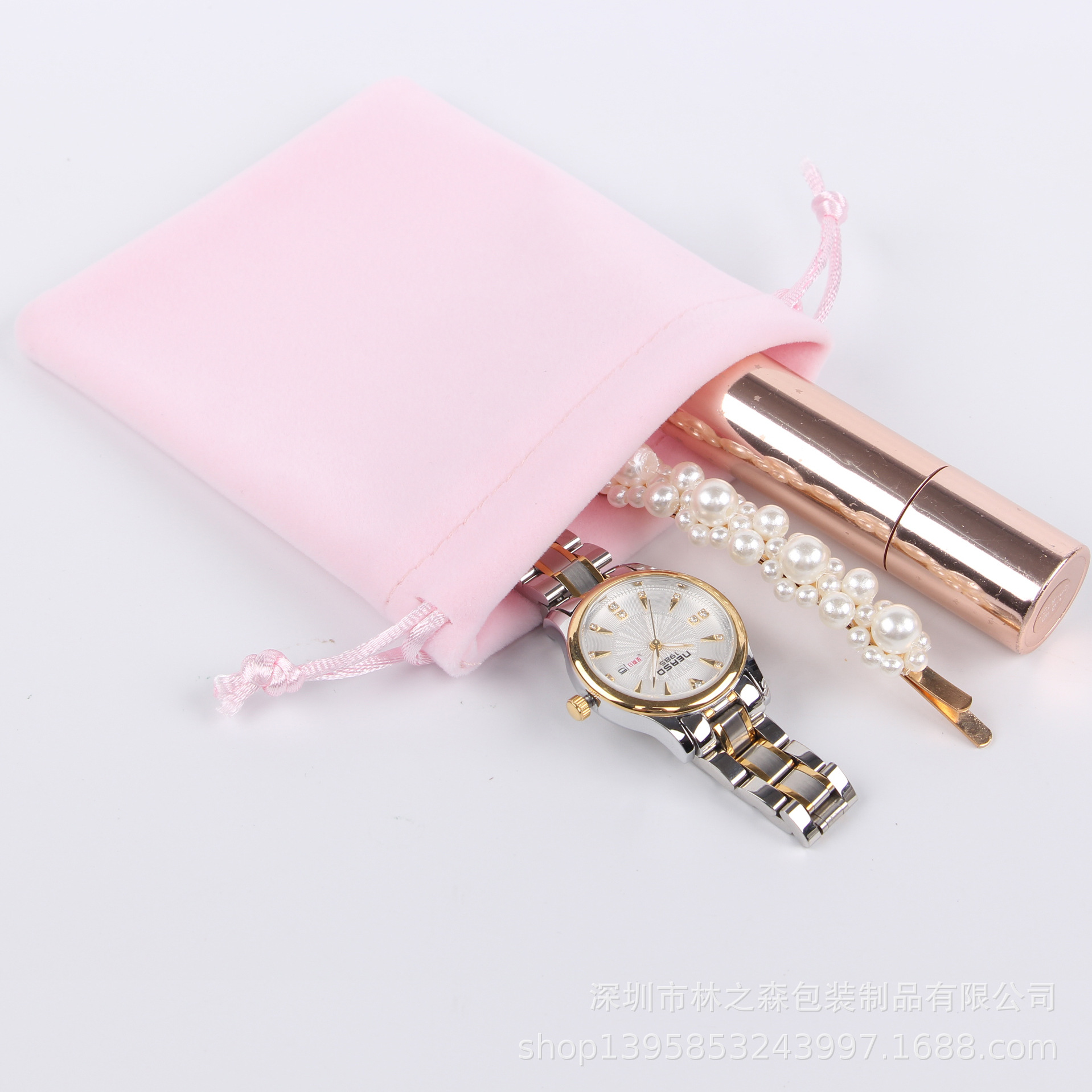 Picture of Factory spot new lipstick jewelry flannel bag cosmetic bag exquisite drawstring pocket